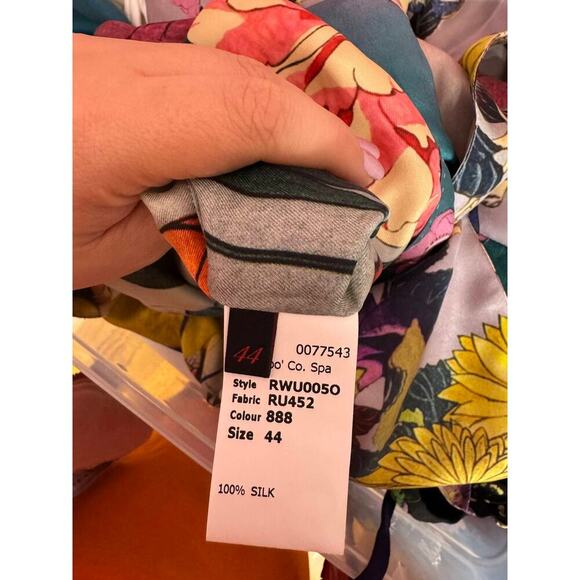 Rochas Floral Printed Blazer Vest Sz 44 Sleeveless Silk Peak Lapel Made in Italy - Picture 9 of 9